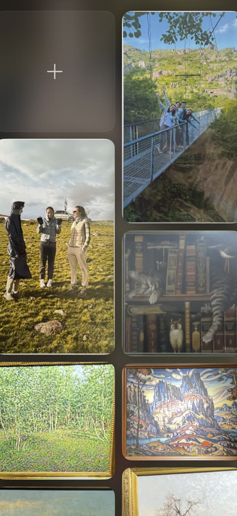 The Lifoto library: a grid of scanned prints and paintings, each one already turned into a clip